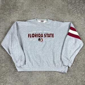 FSU Seminoles Sweatshirt Mens XXL 2XL Gray Red Embroidered Crewneck Pullover